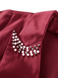 Plus Size Satin Beading Two Piece Skirts Set GKEN-AOW060353