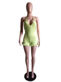 Polka Dots Print Tie Up Ruffles Romper GDYF-6814