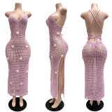 Crocheted Halterneck Split Beach Maxi Dress CM-60505