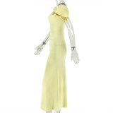 One Shoulder Solid Color Split Maxi Dress GJYO-JD305238