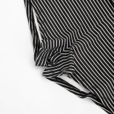 Stripe Wrap Chest Top Two Piece Shorts Set GDSF-D26ST116