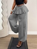 Plaid Print Loose Wide Leg Pants GHYX-TXY5340