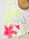 Sexy Print Bikinis+Dress Three Piece Swimsuit CSYZ-G666W