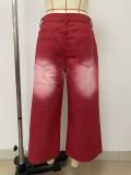 Retro Gradient Holes Wide-leg Seventh Pants LSD-2834