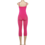 Solid Color Patchwork Backless Seventh Jumpsuit DLSF-K6Q06814A