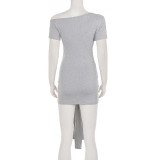 Solid Color Short Sleeve Mini Dress GPKJ-MR48963