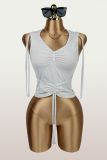 Solid Color Drawstring Sleeveless Tops YWXS-K25L1619