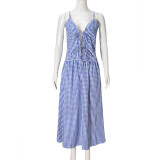 Plaid Print Backless Sling Two Piece Skirts Set GFRT-041807SBG