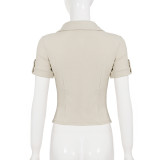 Short Sleeve Lapel Solid Color Shirt GPKJ-MR49194