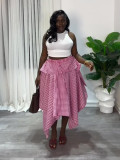 Print High Waist Irregular Long Skirt SFY-874