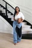 Plus Size Color Block Patchwork Heart Jeans GYLN-9642