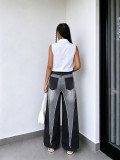 Plus Size Contrast Color Irregular Patchwork Jeans GYLN-4973