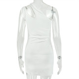 Slash Neck Solid Color Mini Dress GJYO-JD305301
