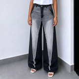 Plus Size Contrast Color Irregular Patchwork Jeans GYLN-4973