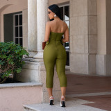 Solid Color Wrap Chest Seventh Jumpsuit BY-7693