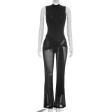 Sleeveless Mesh Patchwork Jumpsuit GSZM-Q26JP060