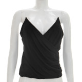 Solid Color Sling V Neck Backless Tops GSZM-Y26TP170