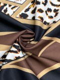 Plus Size Solid Color Tops Leopard Wide Leg Pants Suit GAWE-6748
