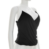 Solid Color Sling V Neck Backless Tops GSZM-Y26TP170