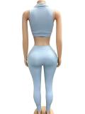 Sleeveless Lapel Skinny Two Piece Pants Set GFCF-1473