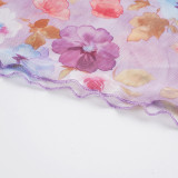 Lace Patchwork V Neck Print Sling Top GPKJ-MR49008