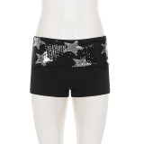 Star-shaped Sequins Denim Shorts GPKJ-MR49349