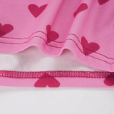 Heart Print Wrap Chest Top Two Piece Short Set GPKJ-MR48589