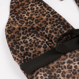 Leopard Print Halterneck Tops Short 2 Piece Set GPKJ-MR48849