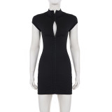 Zipper Sleeveless Skinny Mini Dress GPKJ-MR47973