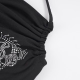 Print Contrast Color Sling Tops GPKJ-MR49043