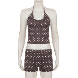 Polka Dots Print Sport Two Piece Shorts Set GPKJ-MR49300