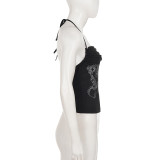 Print Contrast Color Sling Tops GPKJ-MR49043