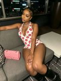 Deep V Neck Lips Print Romper GTGE-MH1004
