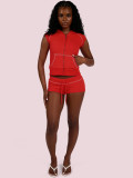 Short Sleeve Hooded Top Two Piece Shorts Set CH-26021