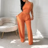 Sleeveless Solid Color Two Piece Pants Set HNIF-GY325