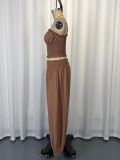 Solid Color Sling Top Lantern Pants 2 Piece Set GWDS-260403