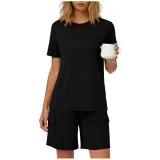 Solid Color Short Sleeve Shorts Loose 2 Piece Set GYZY-9031