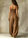 Solid Color Sling Top Lantern Pants 2 Piece Set GWDS-260403