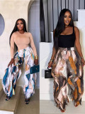 High Waist Print Ruffles Loose Pants LSD-2799