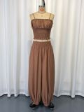 Solid Color Sling Top Lantern Pants 2 Piece Set GWDS-260403