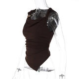 Solid Color Sleeveless Ruched Top LJSF-T6321338X