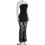 Solid Color Lace Patchwork Split Jumpsuit MXBF-D26JP093