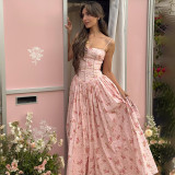 Floral Print Spaghetti-Strap Maxi Dress LJSF-D6421412X