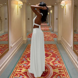 Lace Patchwork Backless Tie Up Maxi Dress LJSF-D6321250X