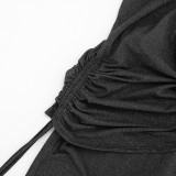 Solid Color Drawstring Tube Top Jumpsuit MXBF-D26JP142