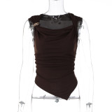 Solid Color Sleeveless Ruched Top LJSF-T6321338X