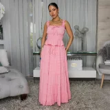Solid Color Sleeveless Loose Two Piece Skirt Set CYA-902327