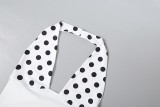 Polka Dot Print Halterneck Two Piece Pants Set XEF-K6S08461A