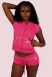 Knits Sleeveless Hooded Two Piece Shorts Set GKYS-3026
