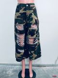 Camouflage Print Loose Holes Jeans ORY-5279